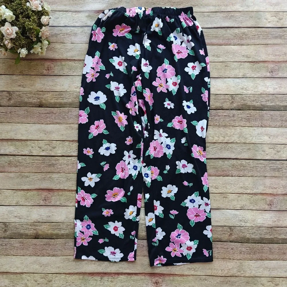 Kate Spade Floral Pajama Set Black Pink Size Large / X-Large